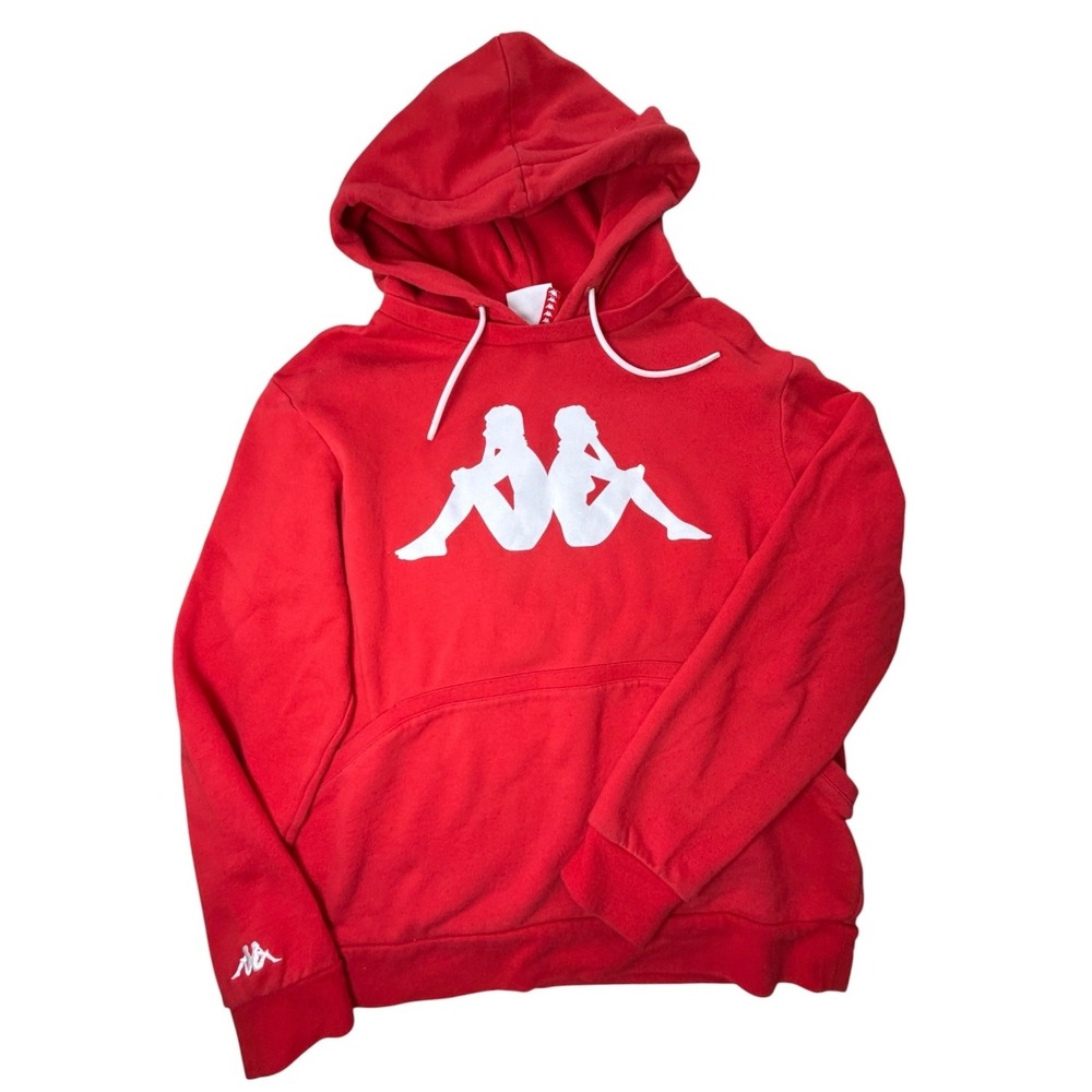Kappa USA LA Track and Field Hoodie Mens Lg Red Omini Logo Pullover Sweatshirt